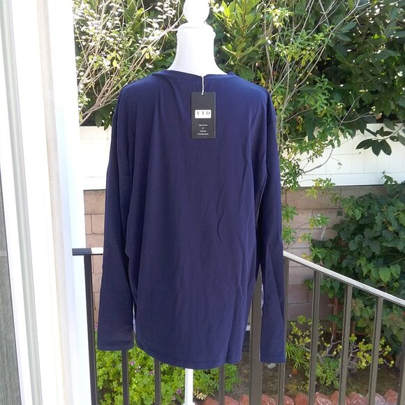 YTD Men's Shirt Knit Casual Basic Henley Long Sleeve Navy Blue 5 buttons NEW XL - Picture 2 of 5
